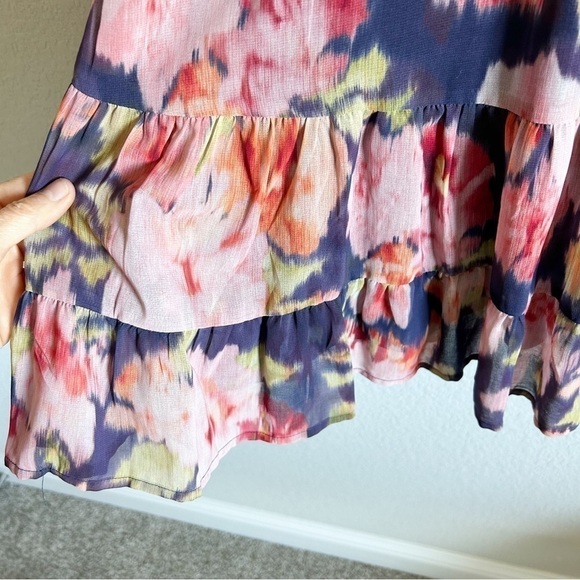 Wayward Fancies Floral Print Georgette Surplice Tiered Dress Pockets eShakti - Picture 10 of 12